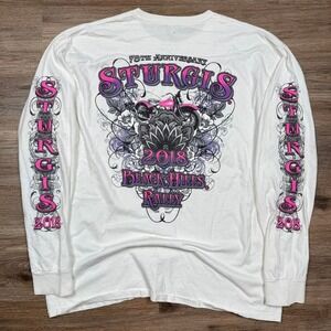 2018 white black bills rally sturgis pink graphic biker long sleeve tee